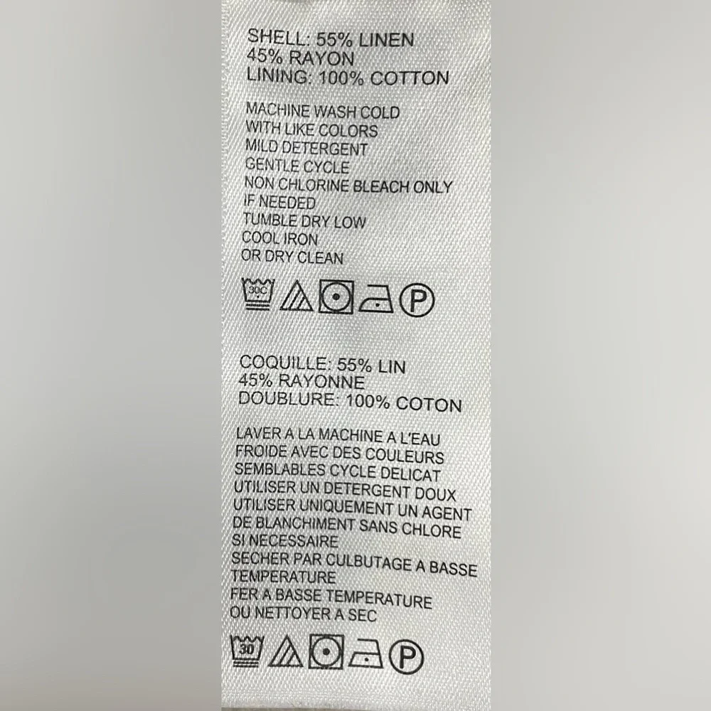 Tommy Bahama Dress Size Large Tan Linen Blend 2 Front Pockets Cotton Lined - Picture 5 of 6